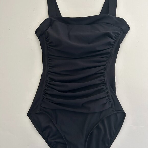 LADIES BLACK 1- PIECE SWIM SUIT SIZE 12 - Picture 1 of 3